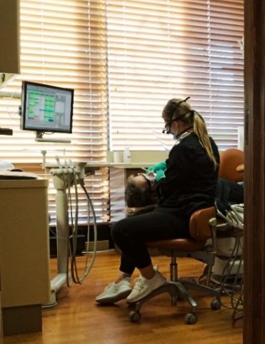 A patient receiving dental care